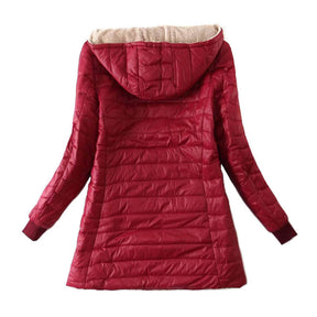 Lookbook Womens Hooded Sherpa Fleece Jacket Winter Warm Coat-WineRed