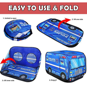 Kids Pop Up Play Tent Foldable for Indoor and Outdoor-Police Car