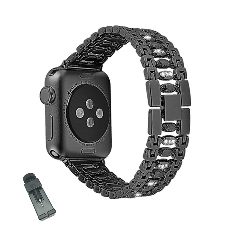 TGD Stainless Steel Watch Band Adjustable Wristbands for Apple IWatch Series SE/1/2/3/4/5/6 For Women-Black