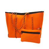 2Pcs Shoulder Bag Large Capacity Stripe Design Lightweight Handbag-Orange