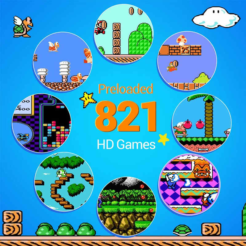 8bit Retro Handheld Game Console 821 Video Games with Dual Player Gamepads