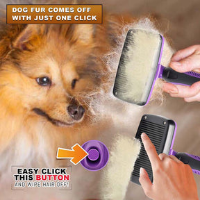 Self-Cleaning Slicker Brush for Pet Grooming Brush to Remove Long Loose Fur-Purple