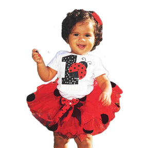 1 Year Old Baby Girls Mickey Birthday Outfits Tutu Skirt and T-Shirt-Red