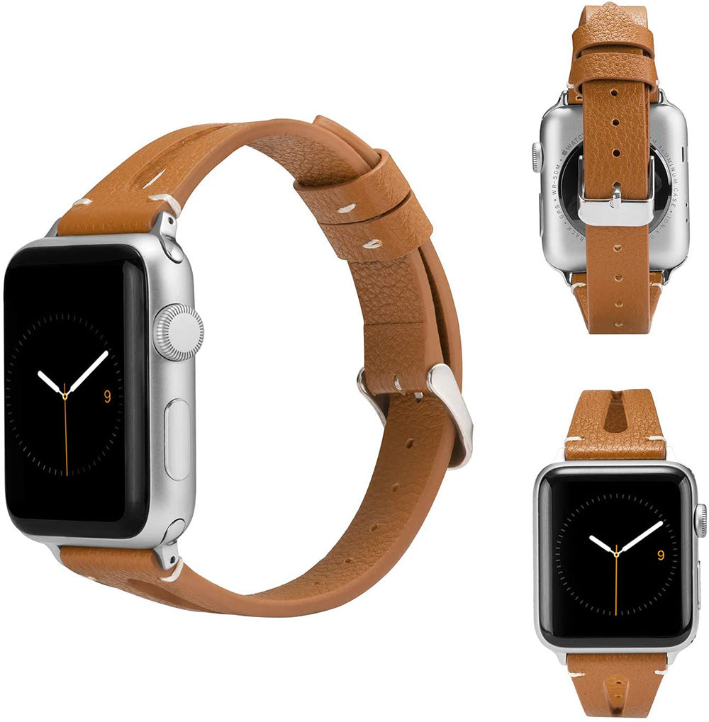 Fashion Triangle Hole Leather Watch Band For Apple Watch SE/6/5/4/3/2/1(Brown)
