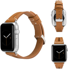 Fashion Triangle Hole Leather Watch Band For Apple Watch SE/6/5/4/3/2/1(Brown)