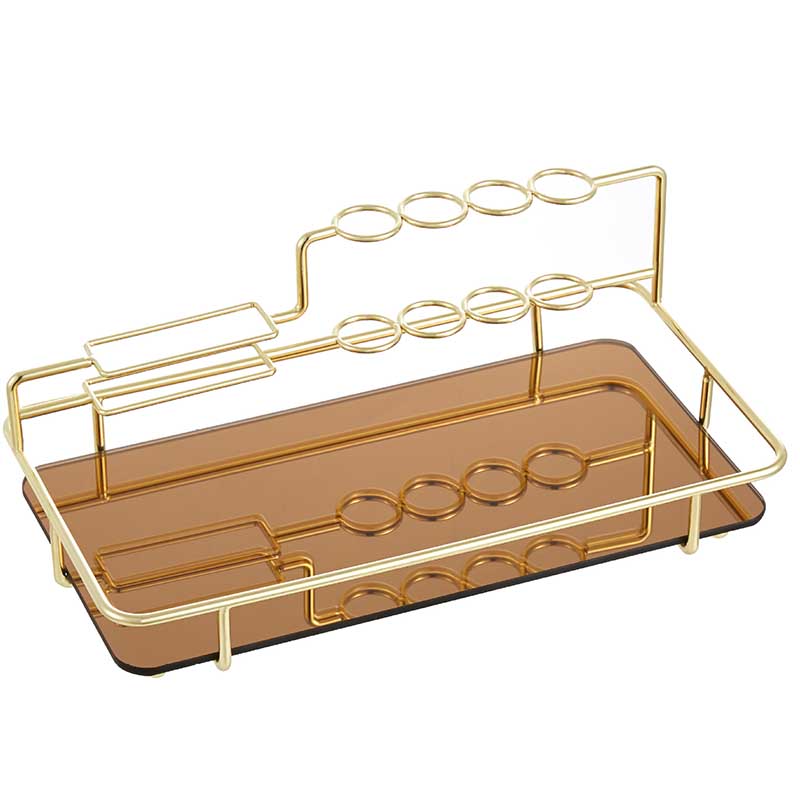 European Style Metal Cosmetic Storage Storage Rack For Bathroom Bedroom-GoldS
