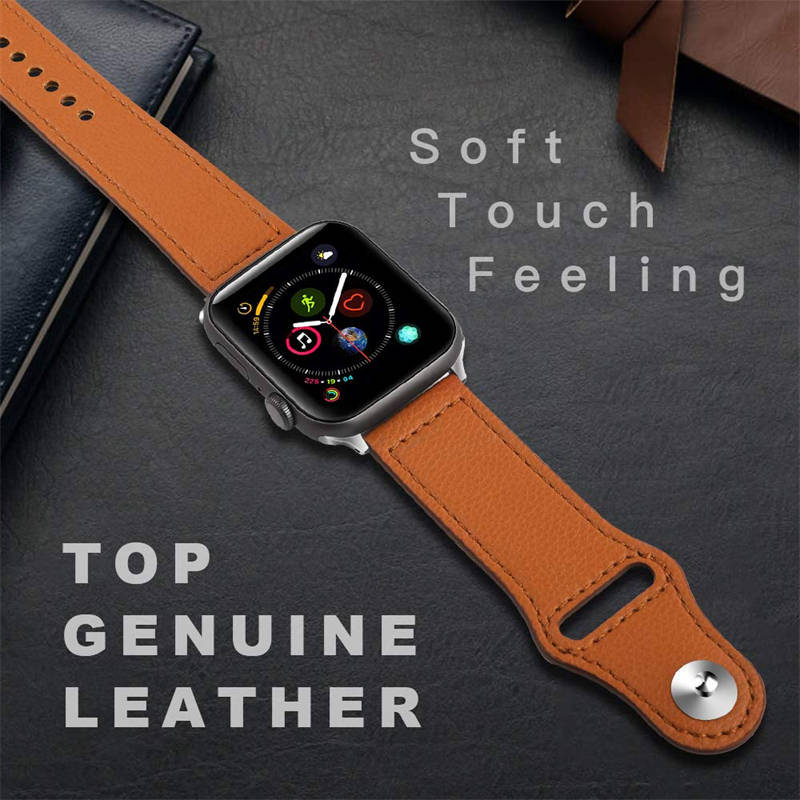 Leather Loop Replacement Band for iWatch Series SE/6/5/4/3/2/1-Brown