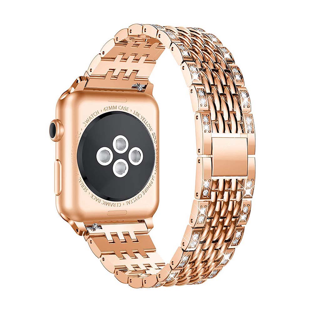 XZZ Stainless Steel Watch Band Quick Release Wristbands for Apple IWatch Series SE/1/2/3/4/5/6 For Women Men-Rose Gold