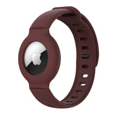 Apple Airtags Watch Strap Silicone Protective Sleeve-WineRed