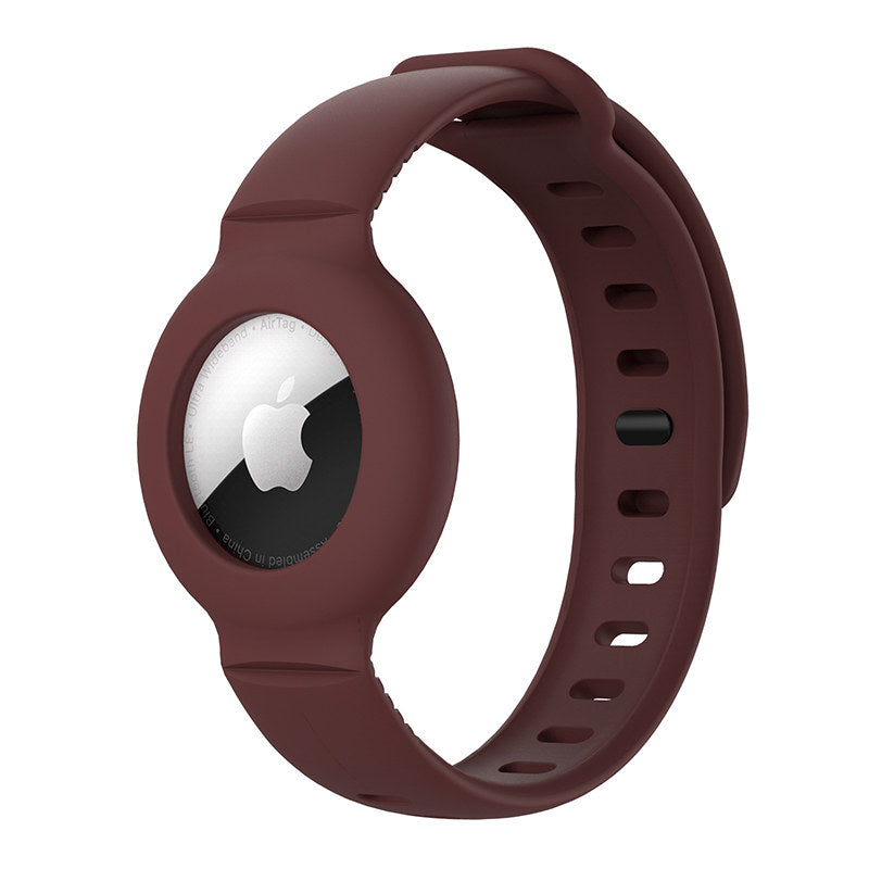 Apple Airtags Watch Strap Silicone Protective Sleeve-WineRed
