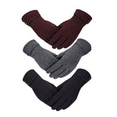 3 Pairs Women Winter Gloves Warm Touchscreen Windproof Gloves-BlackGrayBrown