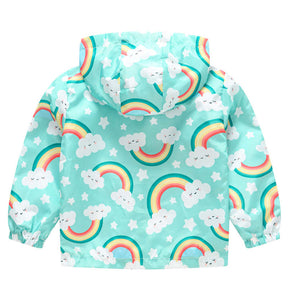 Toddler Boys Girls Cartoon Print Zip Jacket Hooded Trench Kids Casual Coats-5
