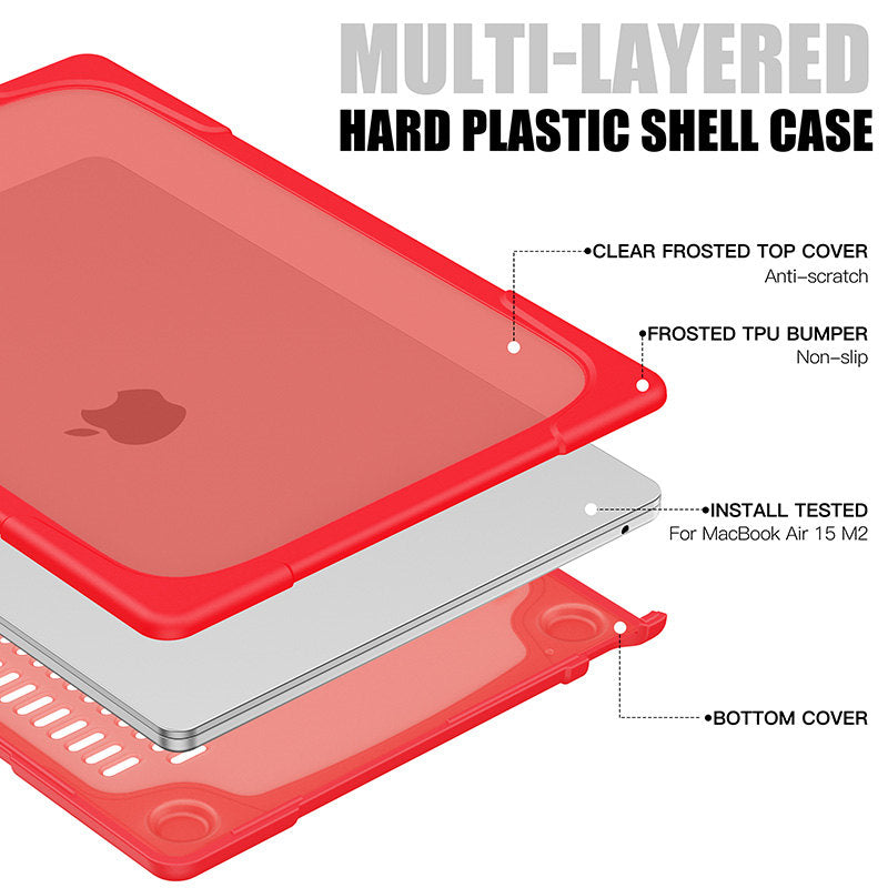 Anti Fall Case Breathable Compatible with Macbook Air 15 2023 A2941-Red