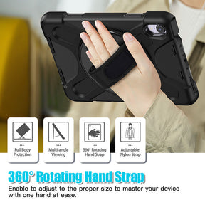 Onepiece iPad Mini 6 Case 8.3 Inch Shockproof Cover with Handle Strap Shoulder Strap-Black