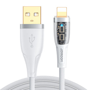 1.2m 2.4A USB A to Lightning Cable Smart Auto Disconnect for iPhone iPad-White