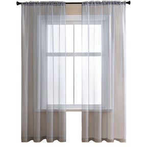 2 Panels Sheer Voile Rod Pocket Elegance Curtains for Living Room Bedroom-38