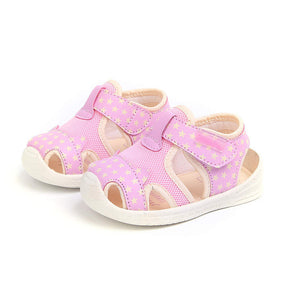 Baby Summer Sandals Mesh Rubbler Sole Outdoor Breathable Closed-Toe for Boys Girls-Pink