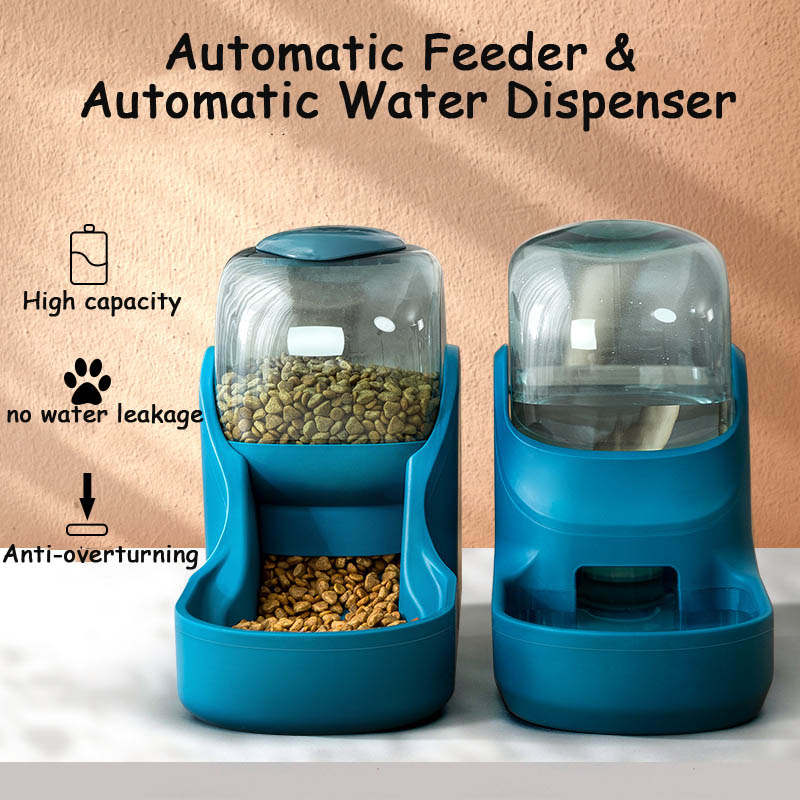 Pets Automatic Feeder and Water Dispenser Set-Green