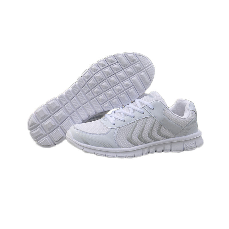 Womens Athletic Mesh Breathable Sneakers Lace Up Comfort Shoes-White