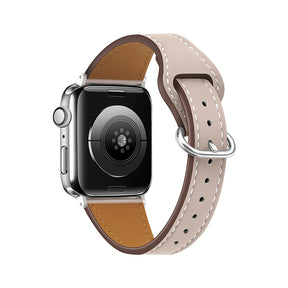Apple Watch Strap Solid Color Leather for iWatch Series 7/SE/6/5/4/3/2/1-Starlight