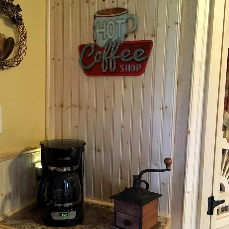 Retro LED Lamp Wall Decoration Coffee Embossed Metal Sign