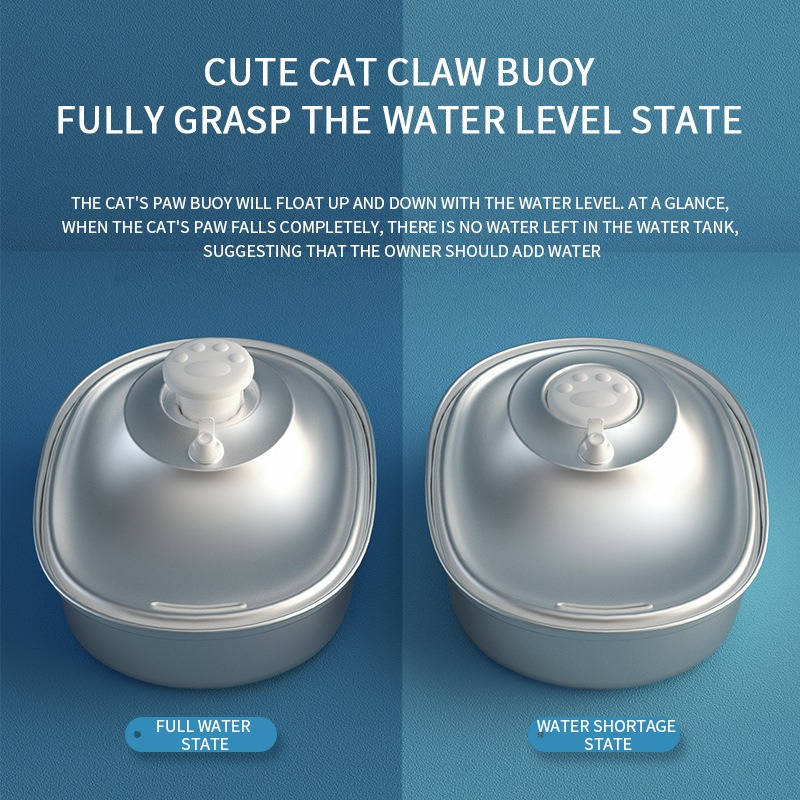 2.4L Pet Auto Water Fountain Mute Stainless Steel Suitable Cats dogs