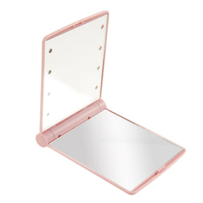 Portable LED Lighted Travel Makeup Mirror-Pink