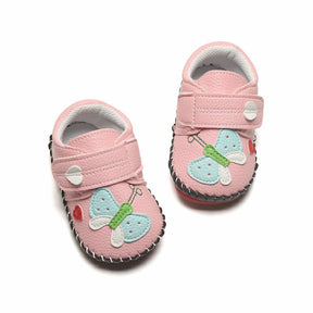 Baby Girls Pu Leather Walking Sneakers Toddler Rubber Cartoon Shoes-Pink