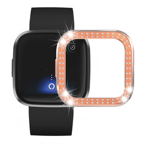 Hard PC Double Diamond Frame Protective Case For Fitbit Versa 2 - Rose Gold