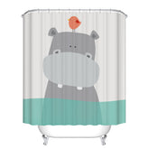 Cartoon Kids Shower Curtain with Hooks Washable 180 X 180CM-Hippo