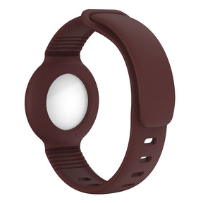 Apple Airtags Watch Strap Silicone Protective Sleeve-WineRed