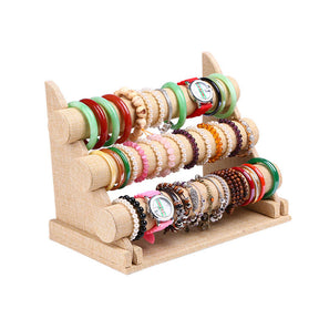 Linen Bracelet Holder with Three Tier Rack for Jewelry Organization and Display