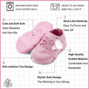 Baby First Walking Shoes Toddler Boys Girls Cotton Mesh Breathable Sneakers-Pink