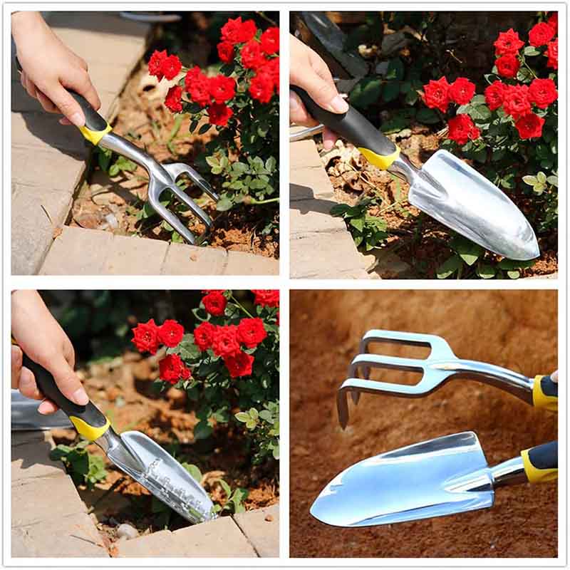 3Pcs Heavy Duty Gardening Tools Cast Aluminum with Soft Rubberized Non-Slip Handle Garden Tools Set -Yellow