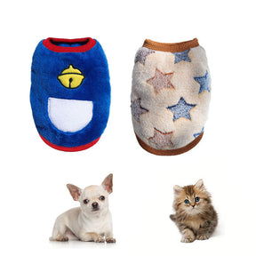 2 Pack Pet Fleece Warm Sweaters Soft Printed Clothes for Small Dogs Cat Rabbit-Set2