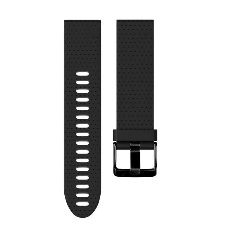 Watch Band For Garmin Fenix  Fenix 5S/ 5S Plus/6S/ 6S Pro Soft Silicone 20mm Replacement Strap Black Steel Buckle-Black