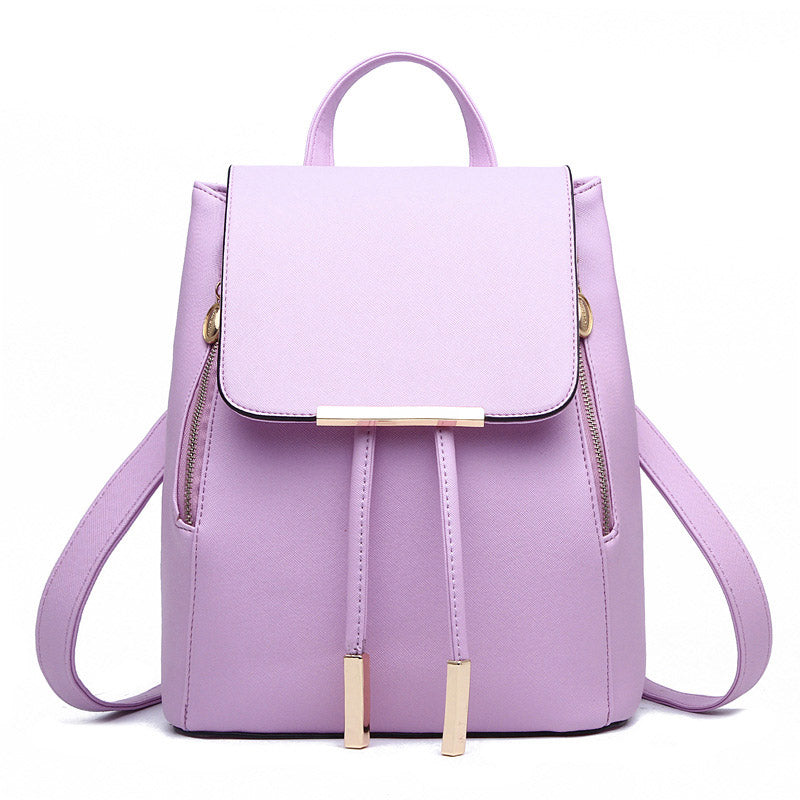 Fashion PU Leather Women Backpack Anti-theft Travel Bag-Taro Purple