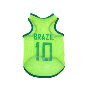 Dog Shirt Puppy Breathable Printed Mesh Jersey Vest T-Shirt Costume-Brazil