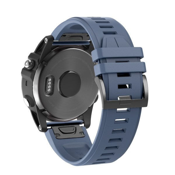 22mm 26mm Sport Silicone Watchband For Garmin Fenix  5Plus/5X Plus Easy Fit Quick Release Starp Black Steel Buckle-Rock Cyan