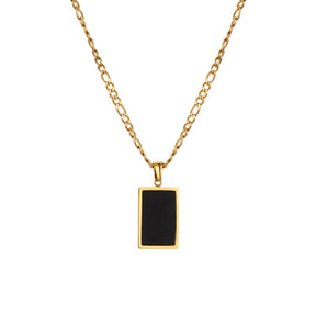 Minimalist Rectangular Natural Shell Pendant Gold Plated Chain Necklaces for Women-Black