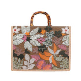 Handbag Bamboo Tote Sequin Straw Woven Bag for Womens-Green