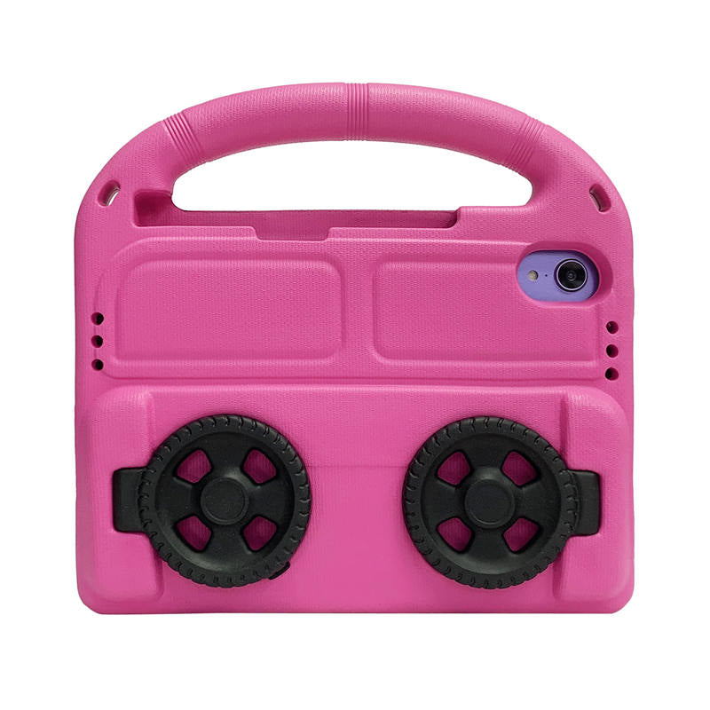 Wheel iPad Case For iPad Mini 6 Shockproof Stand Cover With Handle Stand-Rose