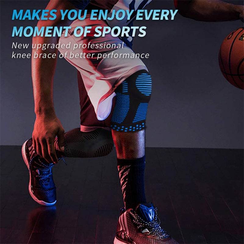 Professional Sports Knee Brace Fitness Spring Support Silicone Anti-collision Knee-BlackBlue