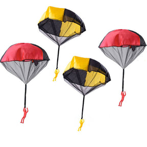 Parachute Toy 4 Pieces Set Free Throwing Outdoor Childrens Flying Toys-RedYellow