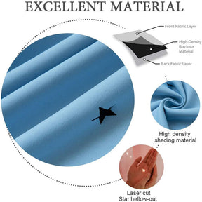 2 Panels Double Layer Stars Blackout Curtains for Bedroom Window-Blue