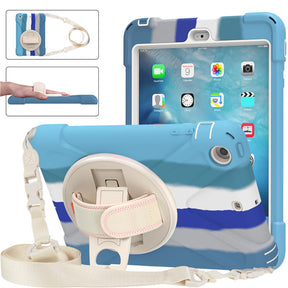 iPad Case With Pencil Stand+Rotating Stand+Shoulder Strap For iPad Mini 3 -Blue