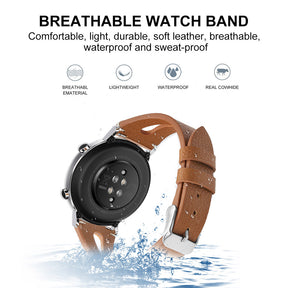 Leather Bands WIth Breathable Hole For Samsung S3/Galaxy Watch 46mm(Brown)