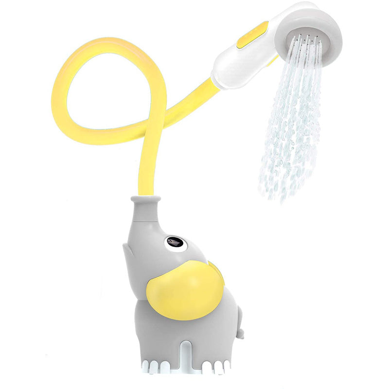 Baby Bath Shower Head Elephant Water Pump with Trunk Spout Rinser for 0-5 Years-Yellow