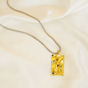 Sunlight Embossed Square Pendant Necklace for Men and Women