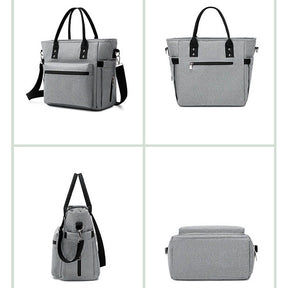 Casual Crossbody Bento Lunch Bag Insulated Multiple Pockets Tote Bag-Grey